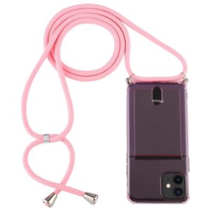 For iPhone 12 mini Transparent TPU Protective Case with Lanyard & Card Slot(Pink) (OEM)