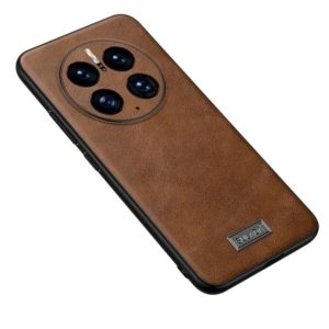 For Huawei Mate 50 Pro SULADA Shockproof TPU + Handmade Leather Protective Phone Case(Brown) (SULADA) (OEM)