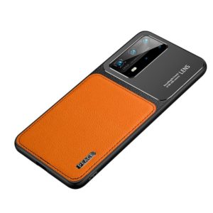For Huawei P40 Frosted Metal + Leather Texture Protective Case (Orange) (OEM)