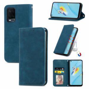 For OPPO A54 4G Retro Skin Feel Business Magnetic Horizontal Flip Leather Case With Holder & Card Slots & Wallet & Photo Frame(Blue) (OEM)