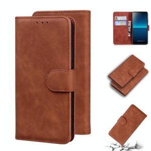 For Sony Xperia L4 Skin Feel Pure Color Flip Leather Phone Case(Brown) (OEM)