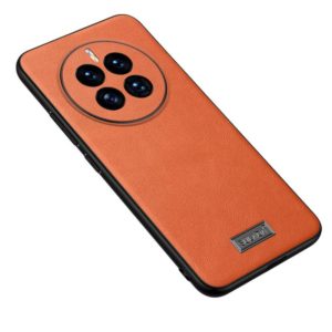 For Huawei Mate 50 SULADA Shockproof TPU + Handmade Leather Protective Phone Case(Orange) (SULADA) (OEM)