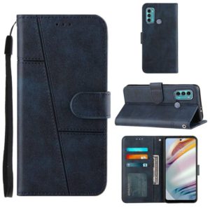 For Motorola Moto G40 / G60 Stitching Calf Texture Buckle Leather Phone Case(Blue) (OEM)