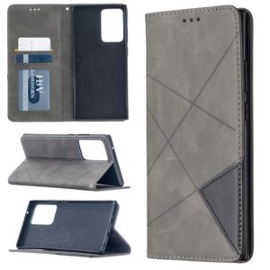 For Samsung Galaxy Note 20 Ultra Rhombus Texture Horizontal Flip Magnetic Leather Case with Holder & Card Slots & Wallet(Grey) (OEM)