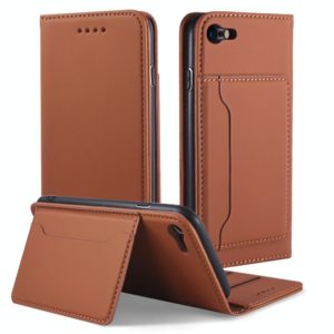 For iPhone SE 2022 / SE 2020 / 8 / 7 Strong Magnetism Shockproof Horizontal Flip Liquid Feel Leather Case with Holder & Card Slots & Wallet(Brown) (OEM)