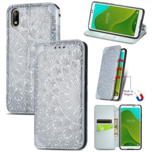 For Wiko Jerry 4 Blooming Mandala Embossed Pattern Magnetic Horizontal Flip Leather Case with Holder & Card Slots & Wallet(Grey) (OEM)