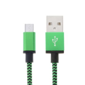 2m Woven Style Micro USB to USB 2.0 Data / Charger Cable(Green) (OEM)