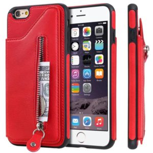 For iPhone 6 Plus Solid Color Double Buckle Zipper Shockproof Protective Case(Red) (OEM)