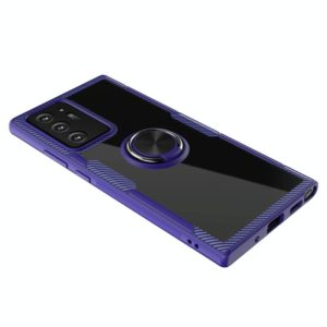 For Samsung Galaxy S24 Ultra 5G Shockproof Transparent TPU + Acrylic Protective Case, with Ring Holder(Blue) (OEM)