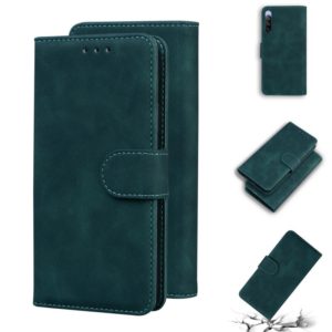 For Sony Xperia 10 III Skin Feel Pure Color Flip Leather Phone Case(Green) (OEM)