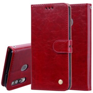 Business Style Oil Wax Texture Horizontal Flip Leather Case for Galaxy M30, with Holder & Card Slots & Wallet (Red) (OEM)
