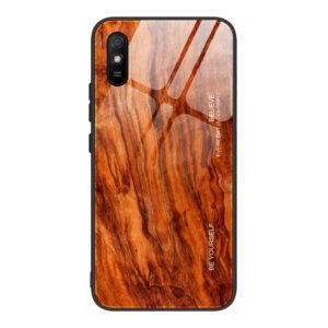 For Xiaomi Redmi 9A Wood Grain Tempered Glass + TPU Shockproof Case(M06) (OEM)