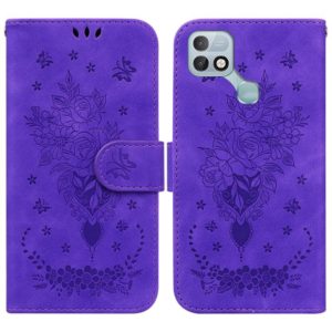 For Infinix Hot 10i / Smart 5 Pro Butterfly Rose Embossed Leather Phone Case(Purple) (OEM)