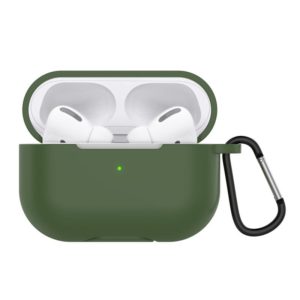 Solid Color Silicone Earphone Protective Case for AirPods Pro, with Hook(Army Green) (OEM)