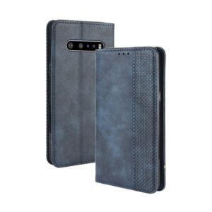 For LG V60 ThinQ 5G Magnetic Buckle Retro Crazy Horse Texture Horizontal Flip Leather Case , with Holder & Card Slots & Photo Frame(Blue) (OEM)