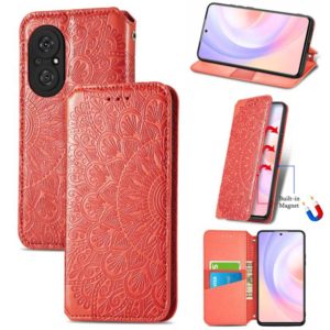For Honor 50 SE Blooming Mandala Embossed Pattern Magnetic Horizontal Flip Leather Case with Holder & Card Slots & Wallet(Red) (OEM)
