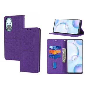 For Honor 50 SE Woven Texture Stitching Magnetic Horizontal Flip PU Leather Case with Holder & Card Slots & Wallet & Lanyard(Purple) (OEM)
