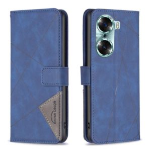 For Honor 60 Rhombus Texture Magnetic Buckle Horizontal Flip Leather Phone Case(Blue) (OEM)