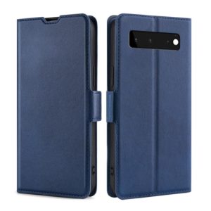 For Google Pixel 6 Ultra-thin Voltage Side Buckle PU + TPU Horizontal Flip Leather Case with Holder & Card Slot(Blue) (OEM)