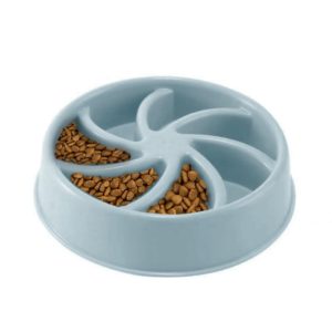 Environmental Protection Food Grade Plastic Anti-choking Slow Food Pet Dog Cat Food Bowl, Style:Windmill(Blue) (OEM)