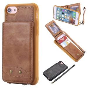 For iPhone 6 Vertical Flip Shockproof Leather Protective Case with Short Rope, Support Card Slots & Bracket & Photo Holder & Wallet Function(Brown) (OEM)