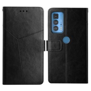 For Motorola Edge 20 Pro Y Stitching Horizontal Flip Leather Phone Case with Holder & Card Slots & Wallet & Photo Frame(Black) (OEM)