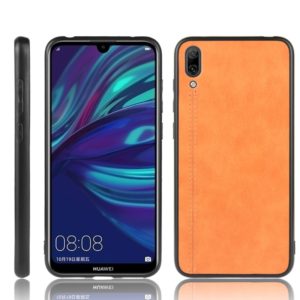 For Huawei Enjoy 9 / Y7 Pro 2019 Shockproof Sewing Cow Pattern Skin PC + PU + TPU Case(Orange) (OEM)