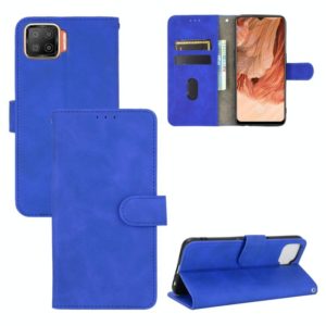 For OPPO F17 Solid Color Skin Feel Magnetic Buckle Horizontal Flip Calf Texture PU Leather Case with Holder & Card Slots & Wallet(Blue) (OEM)