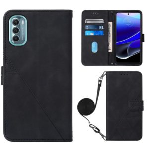 For Motorola Moto G 5G 2022 Crossbody 3D Embossed Flip Leather Phone Case(Black) (OEM)