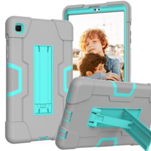 For Samsung Galaxy Tab A7 10.4 (2020) Contrast Color Robot Shockproof Silicone + PC Protective Case with Holder(Grey + Mint Green) (OEM)