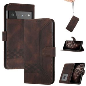 For Google Pixel 6 Cubic Skin Feel Flip Leather Phone Case(Dark Brown) (OEM)