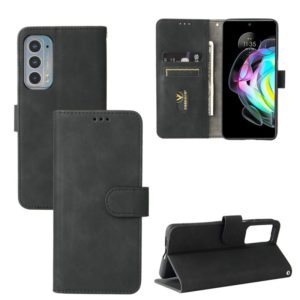 For Motorola Edge 20 Solid Color Skin Feel Magnetic Buckle Horizontal Flip Calf Texture PU Leather Case with Holder & Card Slots & Wallet(Black) (OEM)