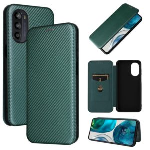 For Motorola Moto G52j 5G Carbon Fiber Texture Flip Leather Phone Case(Green) (OEM)