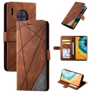 For Huawei Mate 30 Pro Skin Feel Splicing Horizontal Flip Leather Case with Holder & Card Slots & Wallet & Photo Frame(Brown) (OEM)