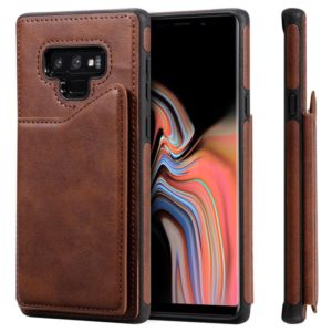 For Galaxy Note 9 Shockproof Calf Texture Protective Case with Holder & Card Slots & Frame(Coffee) (OEM)