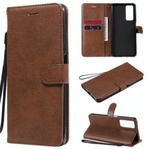 For Huawei Honor Play4 Solid Color Horizontal Flip Protective Leather Case with Holder & Card Slots & Wallet & Photo Frame & Lanyard(Brown) (OEM)