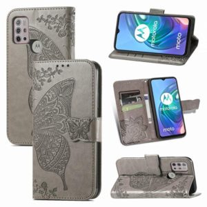 For Motorola Moto G30 / G10 Butterfly Love Flower Embossed Horizontal Flip Leather Case with Bracket & Card Slot & Wallet & Lanyard(Gray) (OEM)