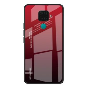 For Huawei Nova 5i Pro / Mate 30 Lite Gradient Color Glass Case(Red) (OEM)