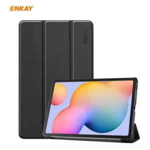 For Samsung Galaxy Tab S6 Lite P610 / P615 / Tab S6 Lite 2022 / P613 / P619 ENKAY 3-Fold Plastic Leather Smart Tablet Case(Black) (ENKAY) (OEM)