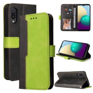 For Samsung Galaxy A02 / M02 EU Version Business Stitching-Color Horizontal Flip PU Leather Case with Holder & Card Slots & Photo Frame(Green) (OEM)