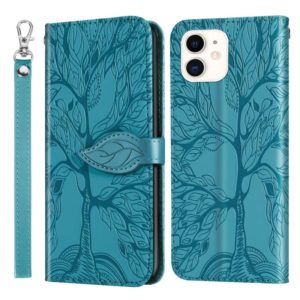 For iPhone 11 Life of Tree Embossing Pattern Horizontal Flip Leather Case with Holder & Card Slot & Wallet & Photo Frame & Lanyard (Lake Blue) (OEM)