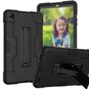 For Samsung Galaxy Tab A7 10.4 (2020) Contrast Color Robot Shockproof Silicone + PC Protective Case with Holder(Black) (OEM)