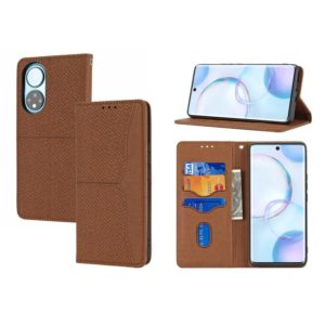 For Honor 50 Woven Texture Stitching Magnetic Horizontal Flip PU Leather Case with Holder & Card Slots & Wallet & Lanyard(Brown) (OEM)