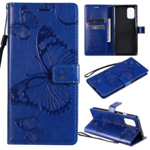 For OnePlus 8T 3D Butterflies Embossing Pattern Horizontal Flip Leather Case with Holder & Card Slot & Wallet(Blue) (OEM)