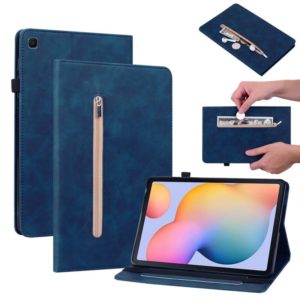 For Samsung Galaxy Tab S6 Lite SM-P610 Skin Feel Solid Color Zipper Smart Leather Tablet Case(Blue) (OEM)
