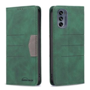 For Motorola Moto G62 Magnetic Splicing Leather Phone Case(Green) (OEM)