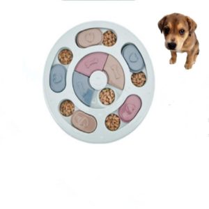 Pet Toy Dog Food Turntable Eating Puzzle Anti-Smashing Dog Bowl Supplies, Style:Round Style(Blue) (OEM)