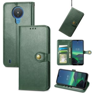 For Nokia 1.4 Solid Color Leather Buckle Phone Case with Lanyard & Photo Frame & Card Slot & Wallet & Stand Function(Green) (OEM)