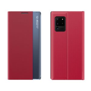 For Galaxy A51 2020 / M40s Plain Texture Cloth Attraction Flip Holder Leather Phone Case(Red) (OEM)