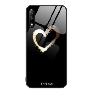 For Honor 9X Colorful Painted Glass Phone Case(Black Love) (OEM)